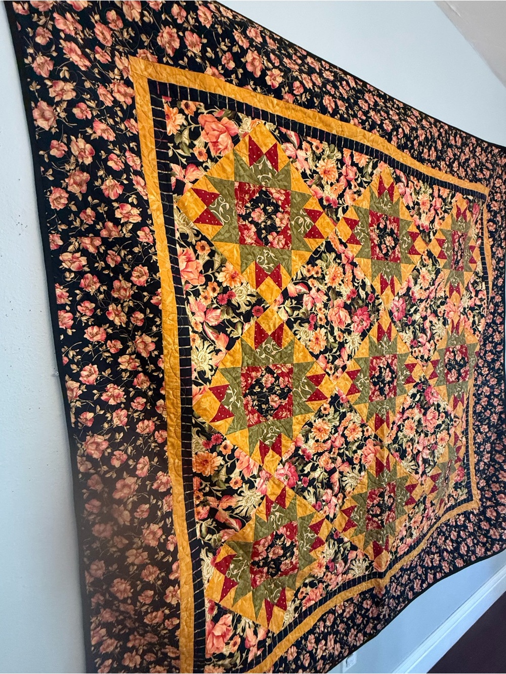 Homemade Patchwork Quilt 67x67"